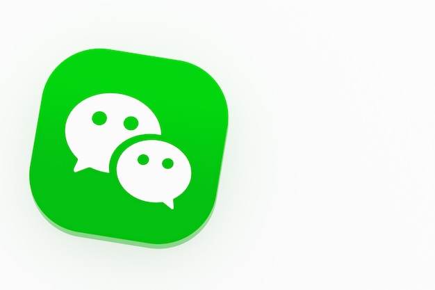 Rendering 3d del logo dell'applicazione Wechat su sfondo bianco