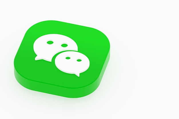 Rendering 3d del logo dell'applicazione Wechat su sfondo bianco