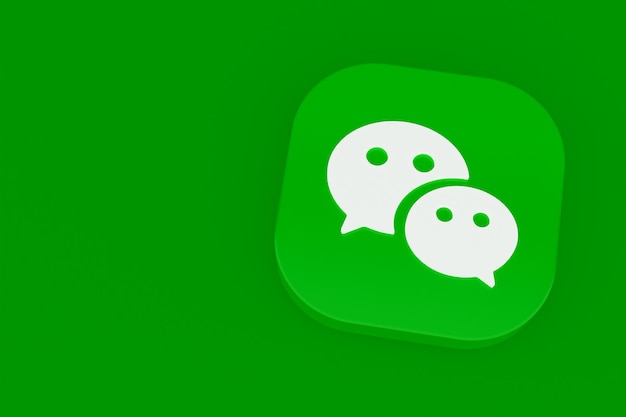 Rendering 3d del logo dell'applicazione Wechat su sfondo verde