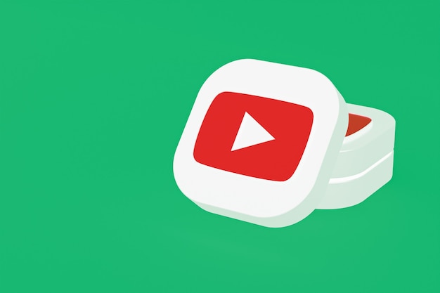 Rendering 3d del logo dell'applicazione Youtube su sfondo verde