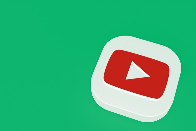 Rendering 3d del logo dell'applicazione Youtube su sfondo verde