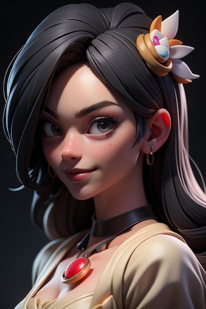 Rendering 3D del personaggio dei cartoni animati pretty girl modello di personaggio del gioco carta da parati illustrazione di sfondo