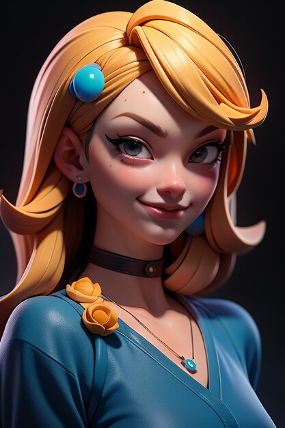 Rendering 3D del personaggio dei cartoni animati pretty girl modello di personaggio del gioco carta da parati illustrazione di sfondo