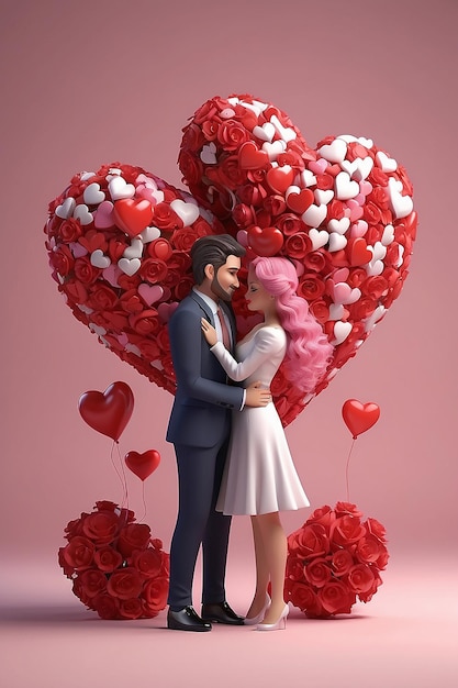 Rendering 3D del personaggio di San Valentino innamorato