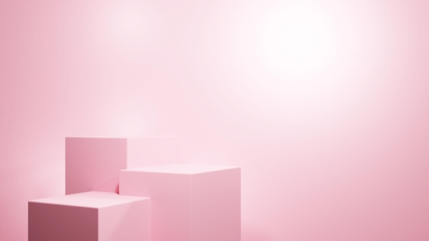 Rendering 3d del podio rosa astratto geometrico minimo Scena per la pubblicità