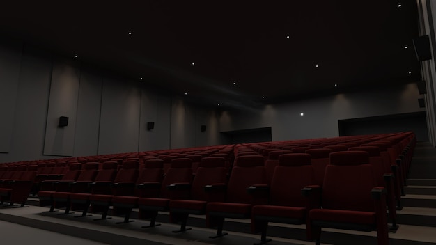 rendering 3d del sedile vuoto del cinema