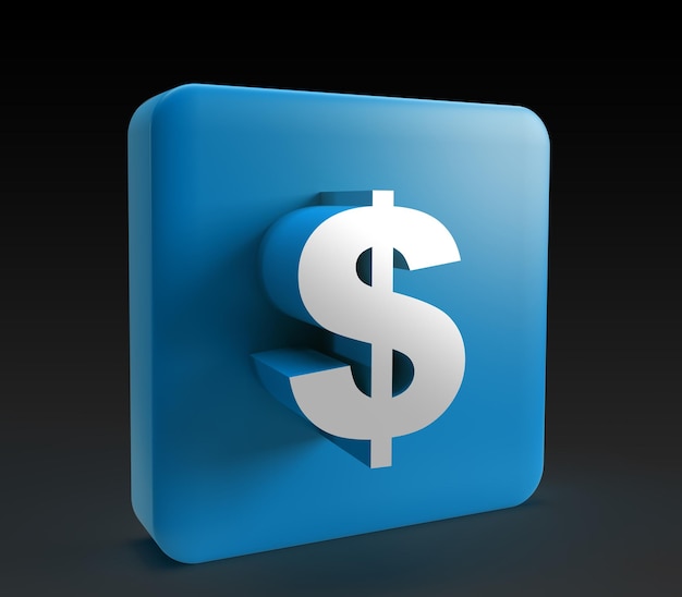 Rendering 3D del segno del dollaro isolato su sfondo bianco