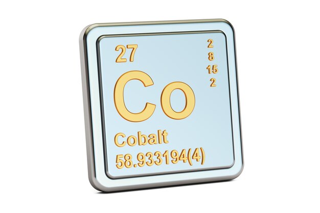 Rendering 3D del segno dell'elemento chimico Cobalt Co