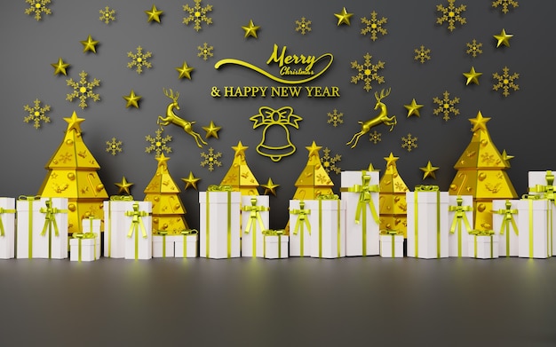 Rendering 3D del tema del podio per Natale