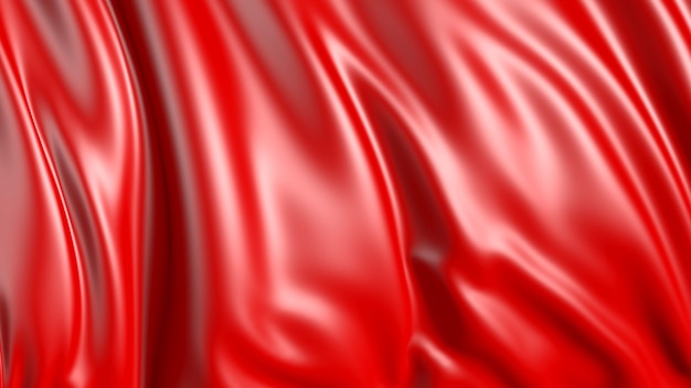 Rendering 3D del tessuto rosso Il tessuto si sviluppa dolcemente nel vento