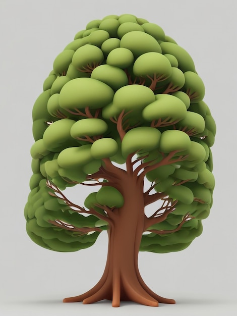 Rendering 3D dell'albero in stile Grove capriccioso in un design giocoso