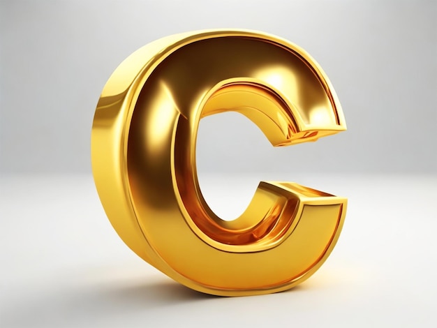 Rendering 3d dell'alfabeto di colore dorato C