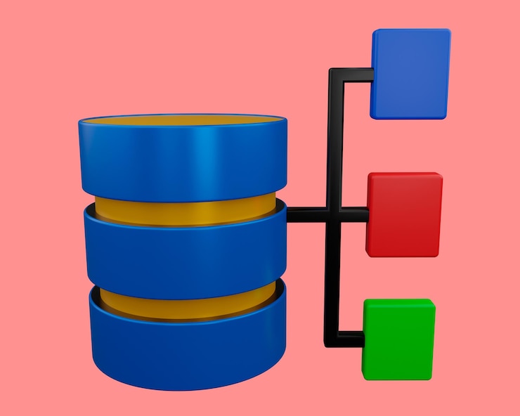 Foto rendering 3d dell'architettura del database. icona.