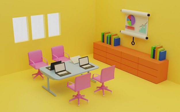 rendering 3D dell'area di lavoro