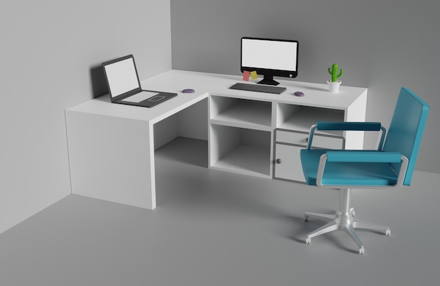 rendering 3D dell'area di lavoro