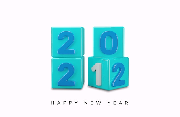 Rendering 3D dell'effetto di testo Happy new year 2022