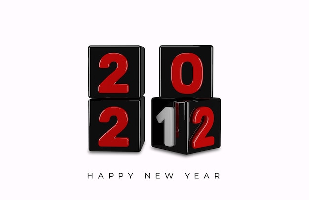 Rendering 3D dell'effetto di testo Happy new year 2022