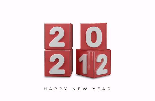 Rendering 3D dell'effetto di testo Happy new year 2022