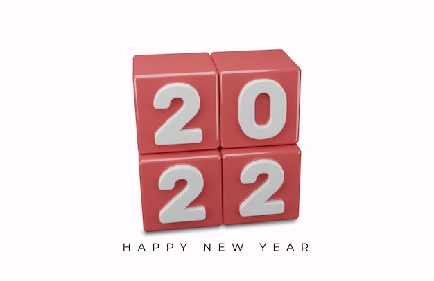 Rendering 3D dell'effetto di testo Happy new year 2022