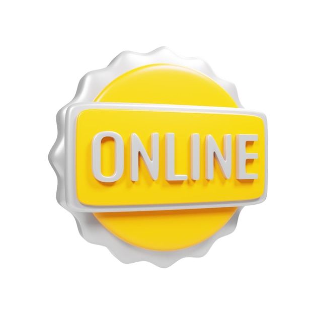 Rendering 3d dell'icona del badge di acquisto online Concetto di icona di promozione del negozio online