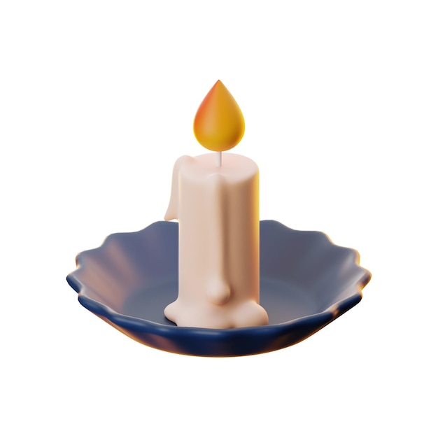 Rendering 3D dell'icona della candela del giorno del ringraziamento felice premium