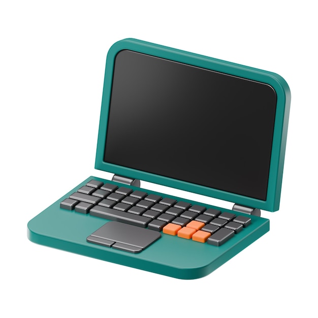 Rendering 3D dell'icona di un portatile per ufficio premium su uno sfondo isolato