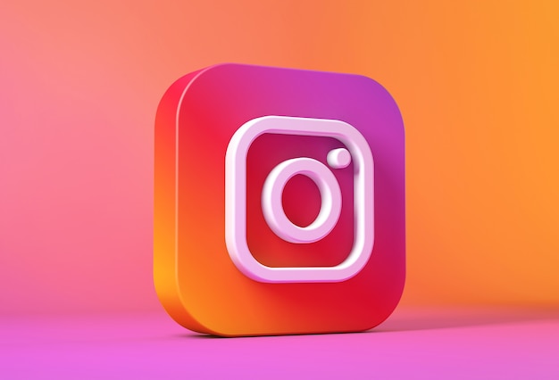 Rendering 3D dell'icona o del logo di Instagram