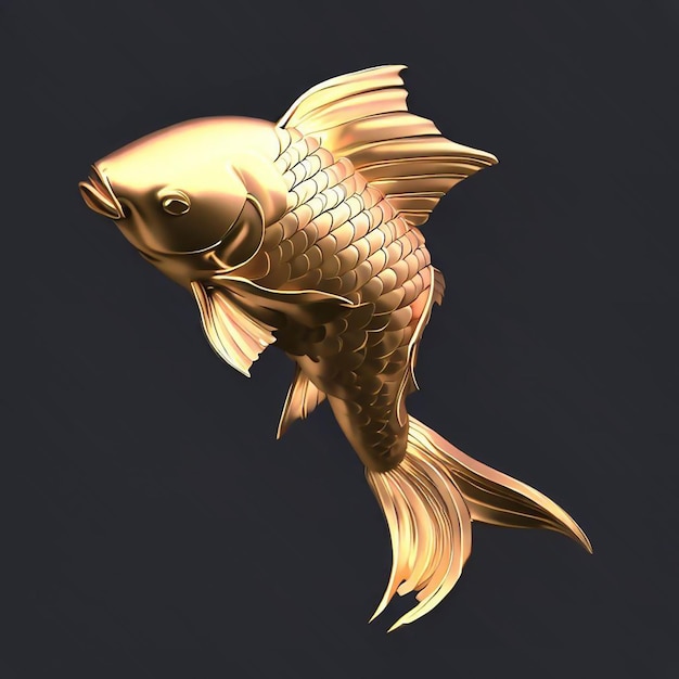 Rendering 3D dell'illustrazione del pesce Koi d'oro