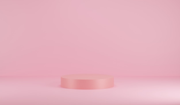 Rendering 3d dell'illustrazione del podio rosa. grafica dal design semplice e minimalista