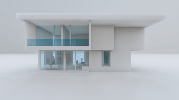 Rendering 3D dell'illustrazione della casa moderna