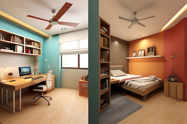 Rendering 3D dell'interior design della camera da letto