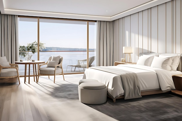 Rendering 3D dell'interior design della camera da letto