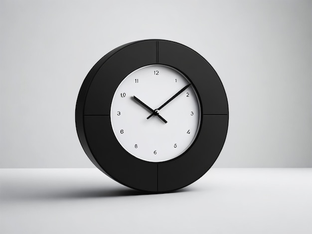 Rendering 3D dell'orologio da parete in bianco e nero