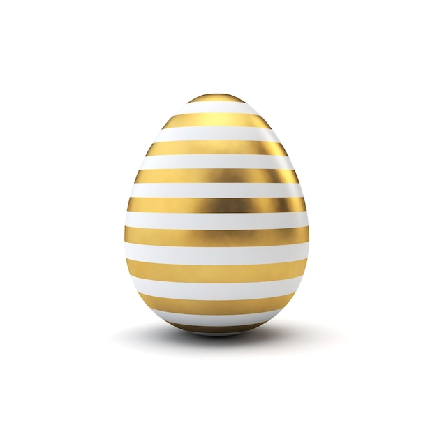 Rendering 3D dell'uovo di Pasqua di lusso con motivo oro e bianco