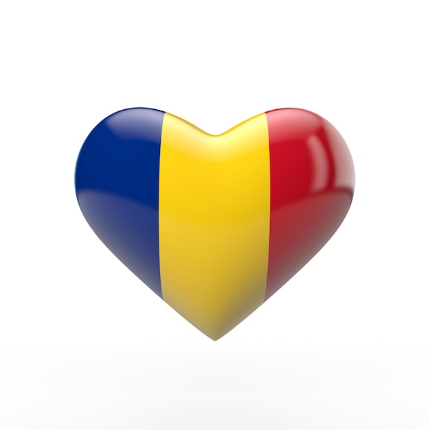 Rendering 3D della bandiera del cuore della Romania