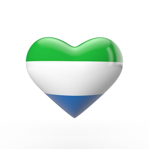 Rendering 3D della bandiera del cuore della Sierra Leone