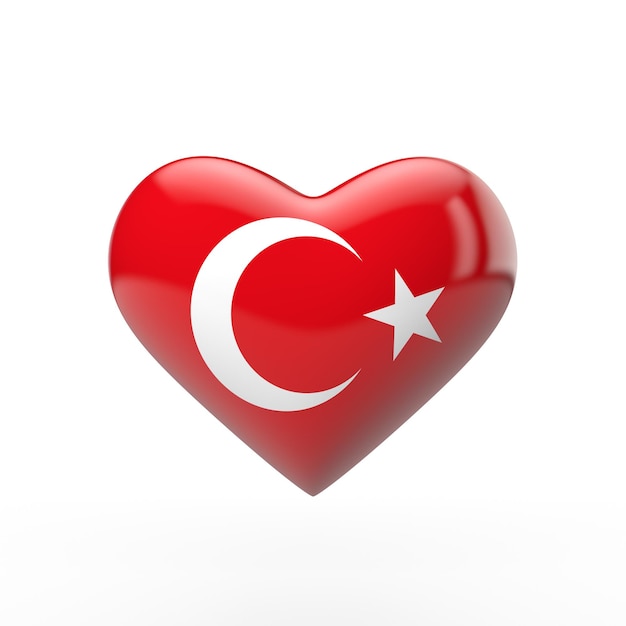 Rendering 3D della bandiera del cuore della Turchia