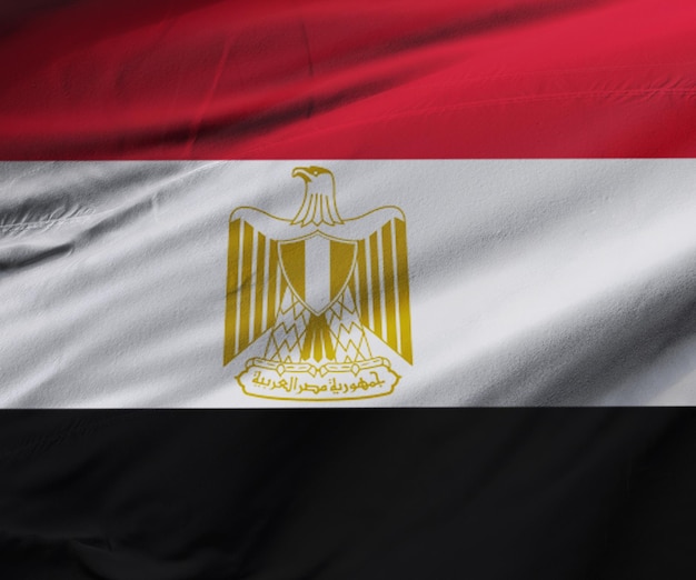 Rendering 3d della bandiera dell'Egitto raffigurante il simbolo della vittoria, della conquista, delle celebrazioni nazionali