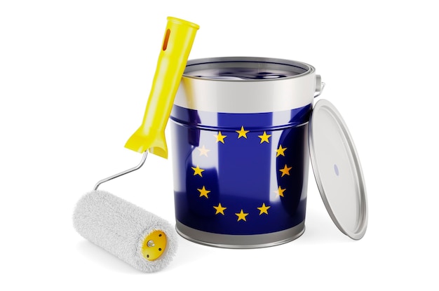 Rendering 3D della bandiera dell'UE sulla lattina