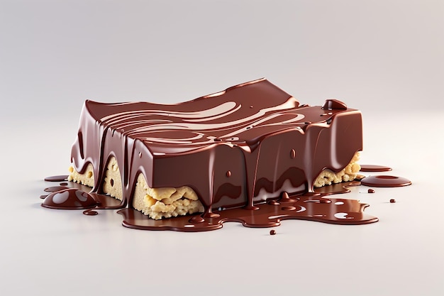 Rendering 3d della barretta di cioccolato fondente isolata su sfondo bianco per la progettazione commerciale illustrazione di rendering 3d in stile cartone animato