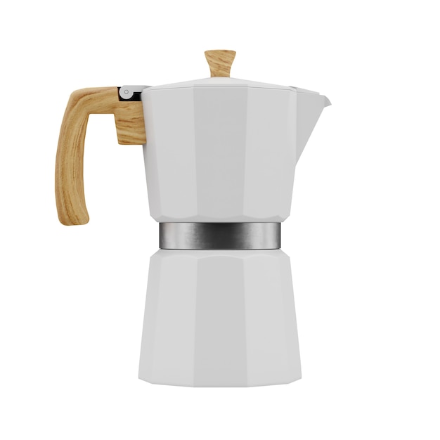 Rendering 3D della caffettiera moka bianca