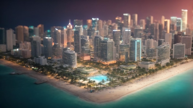 Rendering 3D della città di Miami