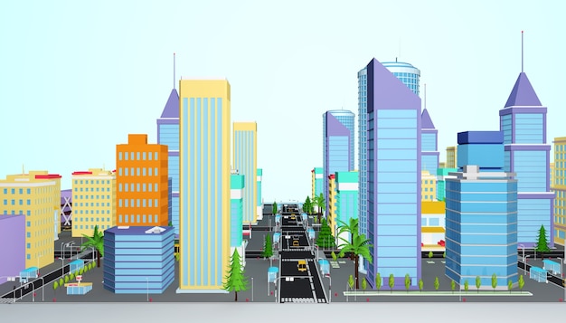 Rendering 3D della città isometrica condominio concetto aziendale