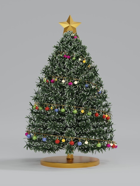 Rendering 3D della decorazione dell'albero di Natale