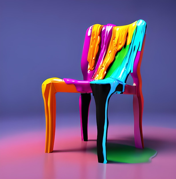 Rendering 3d della foto di fusione della sedia AI generata