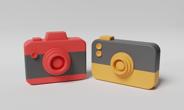 Rendering 3D della fotocamera low poly