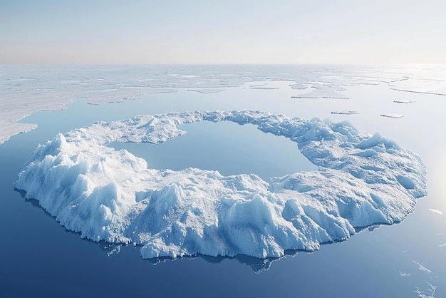 Rendering 3D della fusione della calotta glaciale del polo nord a causa del riscaldamento globale