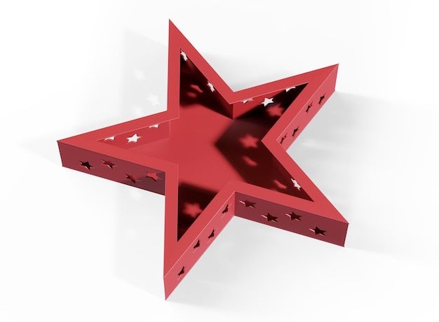 Rendering 3D della Golden Christmas Star isolata su sfondo bianco