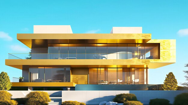 Rendering 3D della Golden House e del modello degli edifici