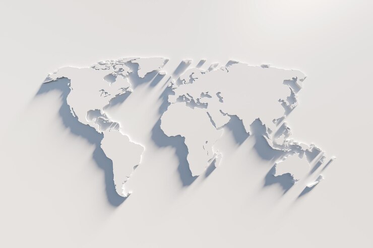 Rendering 3d della mappa del mondo estruso